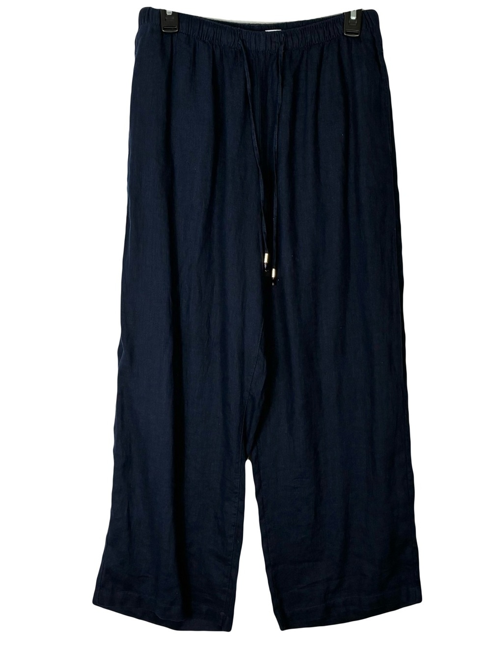 Nwot C&C California Pants M Navy Wide-Leg Linen Drawstring Ankle-Length